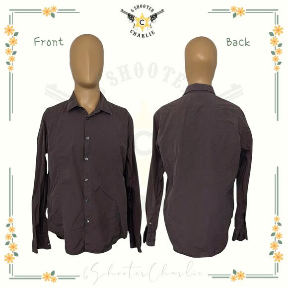 J FERRAR Men's Button Up Dress Shirt Size Large Gray Long Sleeve Slim Fit Casual - Picture 1 of 6